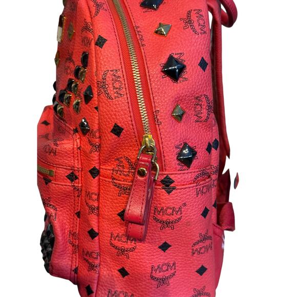 KB068 MCM Limited Edition Red Studded Stark Backpack*Unisex beauty main image 6